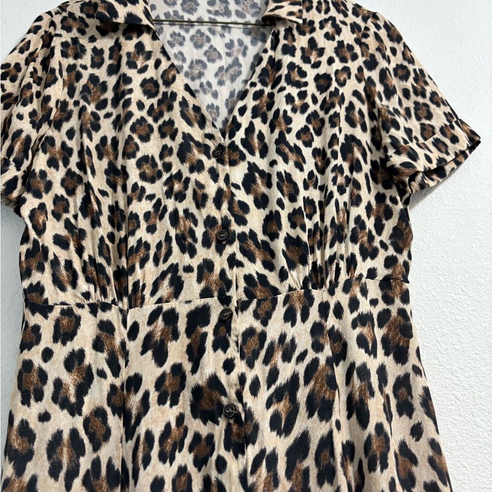 Mango Leopard Print Midi Dress Size Medium Excellent Condition - Picture 10 of 13